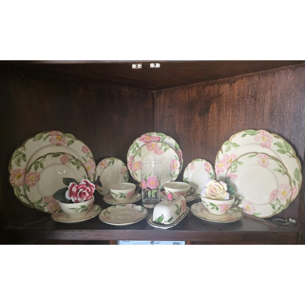 Vintage Franciscan Floral Ceramic Dinner Set Dinner Plate Cup Saucer Butter Dish - Picture 9 of 10